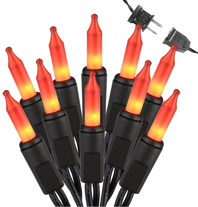 Main image of Orange Halloween Lights, 21.3ft 100-ct Incandescent Halloween String Lights Connectable, UL Certified Orange Light String, Black Wire Mini Light Set for Fall Season Holiday Thanksgiving Tree