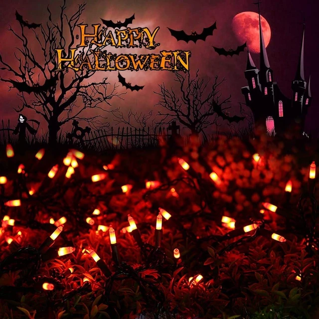 Alt view image 6 of 7 - Orange Halloween Lights, 21.3ft 100-ct Incandescent Halloween String Lights Connectable, UL Certified Orange Light String, Black Wire Mini Light Set for Fall Season Holiday Thanksgiving Tree