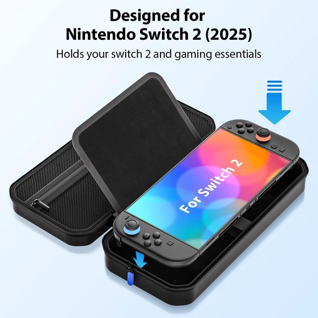 Alt view image 3 of 6 - Carrying Case for Nintendo Switch 2 | Hard Shell Travel Case Portable Travel Bag Hold Console/10 Game Cards/Accessories - Soft Protective Carry Pouch Mecha Black