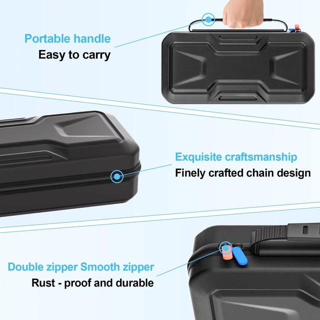 Alt view image 5 of 6 - Carrying Case for Nintendo Switch 2 | Hard Shell Travel Case Portable Travel Bag Hold Console/10 Game Cards/Accessories - Soft Protective Carry Pouch Mecha Black