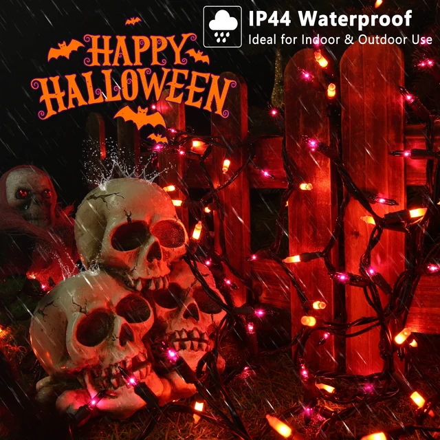 Alt view image 3 of 7 - Orange & Purple Halloween String Lights, 100 ct Incandescent Lights | Connectable; UL Certified; 21.3ft Black Wire; Plugin; Indoor Outdoor Spooky Mini Lights Fall Autumn Holiday Tree Party Decor