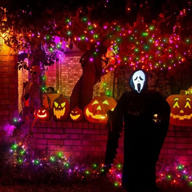 Alt view image 3 of 6 - Halloween String Light,100 Count Incandescent Mini String Light in 19.6ft,Indoor/Outdoor 120V UL Certified Mini Light for Halloween,Patio Lawn,Home,Garden,Party (Orange+Purple+Green)
