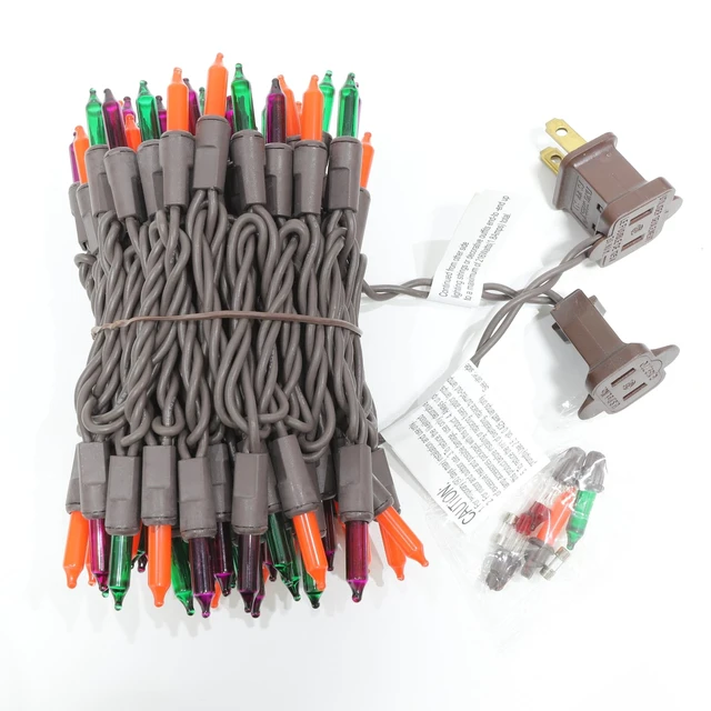 Alt view image 4 of 6 - Halloween String Light,100 Count Incandescent Mini String Light in 19.6ft,Indoor/Outdoor 120V UL Certified Mini Light for Halloween,Patio Lawn,Home,Garden,Party (Orange+Purple+Green)