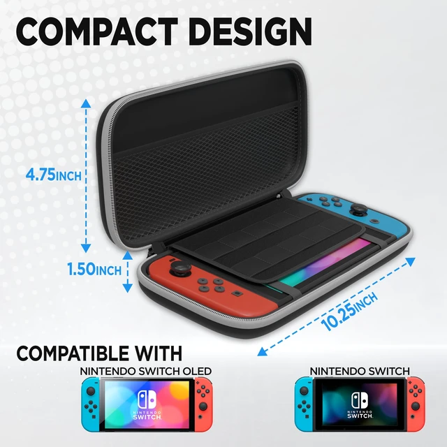 Alt view image 5 of 7 - Protective Shell Carrying Case For Nintendo Switch/OLED - Protection Kit w/ Game Cartridge Holder, Water-Resistant Shell, Microfiber Towel & Screen Protector, Ultimate Travel Companion Bundle