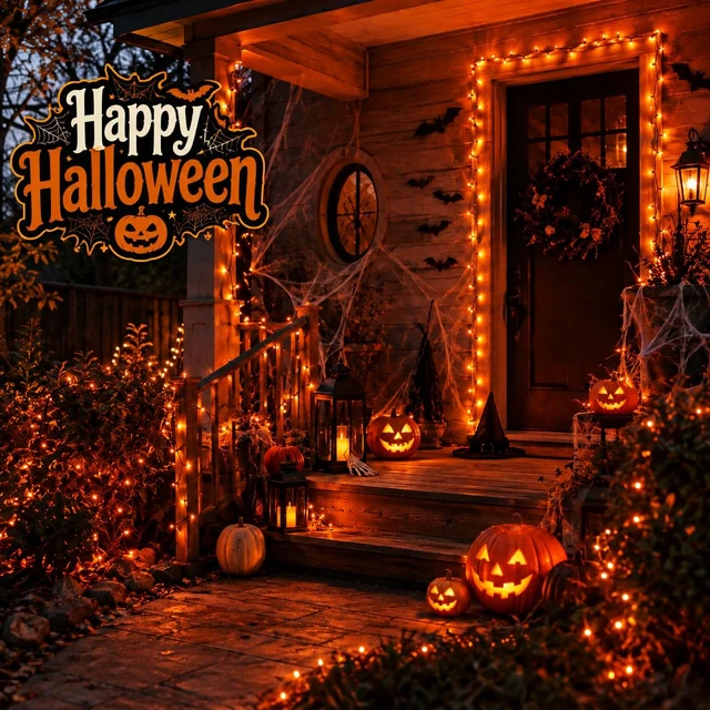 Alt view image 3 of 7 - Mini Orange Halloween Lights, 2PACK Total 100Count 26FT,Green Wire | Incandescent Christmas String Lights, Xmas Tree Lights for Christmas,Thanksgiving, Party, Home, Indoor Outdoor Decor, Orange