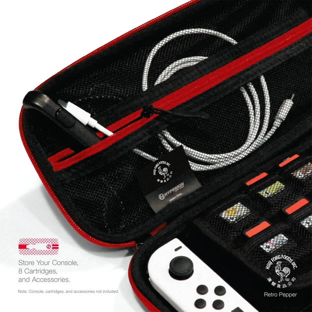 Alt view image 6 of 7 - Limited Edition Official Sriracha EVA Hard Shell Console, Travel Carrying Case Officially Licensed - For Nintendo Switch® OLED Model/Nintendo Switch Lite®/Nintendo Switch® (Retro Pepper)