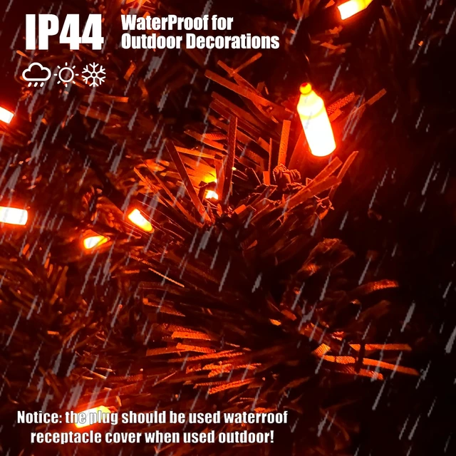 Alt view image 3 of 7 - Orange Halloween Lights,100 Count Incandescent Lights String with Black Wire,Ideal Outdoor Indoor Halloween Decorations Lights for Patio Home Party,UL Certified (21feet)