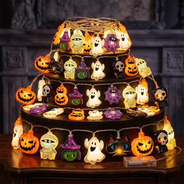 Alt view image 5 of 7 - Halloween String Lights, 10FT 20LED Orange Fairy Lights, USB & 3-Battery Box Powered, IP44 Waterproof Halloween Decor for Indoor Outdoor Porch Yard Tree Party (Batteries Not Included)