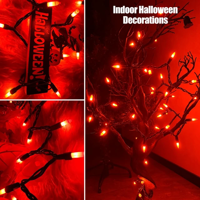 Alt view image 5 of 7 - Orange Halloween Lights,100 Count Incandescent Lights String with Black Wire,Ideal Outdoor Indoor Halloween Decorations Lights for Patio Home Party,UL Certified (21feet)