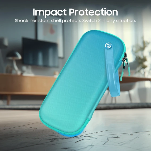 Alt view image 7 of 7 - Ultra Slim Protective Carrying Case for Nintendo Switch 2 (2025) | Anti-Crush Joy-Con Protection, 10 Game Card Slots, Amiibo Cards Storage Bag, Travel & Everyday Essential, Blue