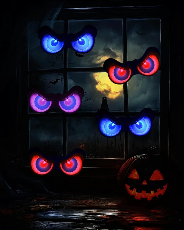 Alt view image 5 of 7 - Halloween Decorations, 5 Pack Glowing & Flashing LED Eye Lights for Indoor/Outdoor Use, Bush, Yard, Window, Party
