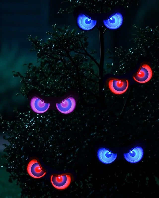 Alt view image 4 of 7 - Halloween Decorations, 5 Pack Glowing & Flashing LED Eye Lights for Indoor/Outdoor Use, Bush, Yard, Window, Party