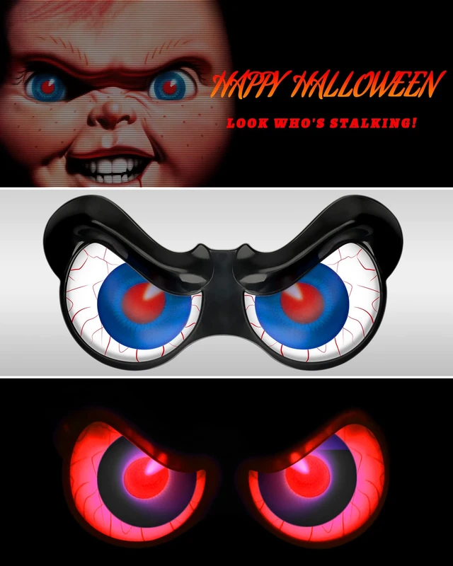 Alt view image 3 of 7 - Halloween Decorations, 5 Pack Glowing & Flashing LED Eye Lights for Indoor/Outdoor Use, Bush, Yard, Window, Party