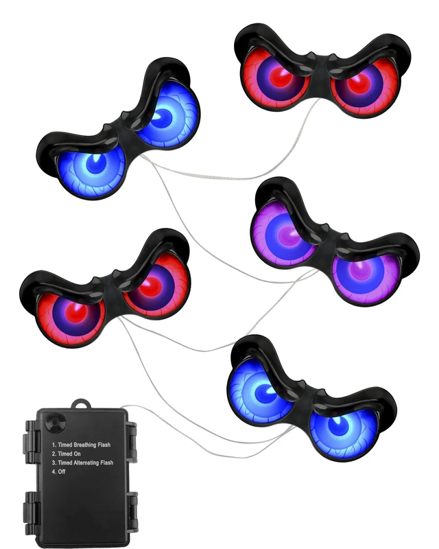 Alt view image 7 of 7 - Halloween Decorations, 5 Pack Glowing & Flashing LED Eye Lights for Indoor/Outdoor Use, Bush, Yard, Window, Party