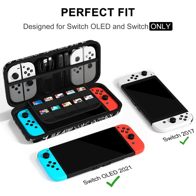 Alt view image 2 of 7 - Carrying Case for Nintendo Switch OLED 2021/2017, Hard Shell Cover | Hard Shell Protective Switch Case, Portable Travel Storage Bag with Pockets and Game Holder for Console Joy-Con & Accessories