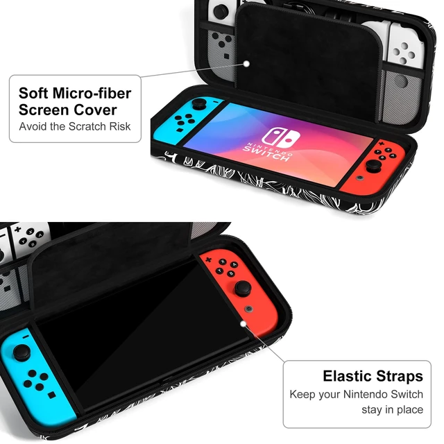 Alt view image 4 of 7 - Carrying Case for Nintendo Switch OLED 2021/2017, Hard Shell Cover | Hard Shell Protective Switch Case, Portable Travel Storage Bag with Pockets and Game Holder for Console Joy-Con & Accessories