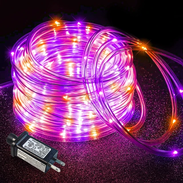 Main image of Orange and Purple Halloween Lights, 66FT 200 LED Rope Lights for Outside | Plug in Connectable Tube Lights Indoor Outdoor with Waterproof 8 Modes for House Garden Tree Backyard Pool Party Decorations