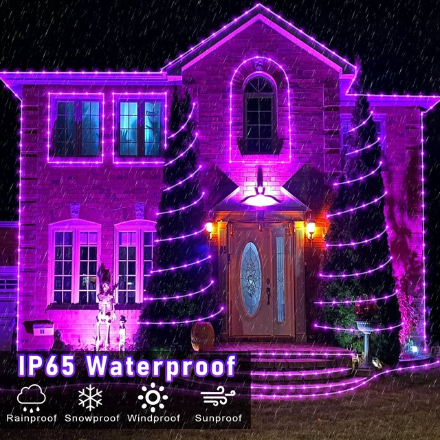 Alt view image 5 of 7 - Orange and Purple Halloween Lights, 66FT 200 LED Rope Lights for Outside | Plug in Connectable Tube Lights Indoor Outdoor with Waterproof 8 Modes for House Garden Tree Backyard Pool Party Decorations