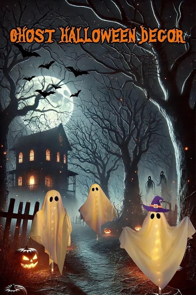 Alt view image 4 of 4 - 3-Pack & Solar Powered Ghost Halloween Decorations Outdoor, Auto On/Off | Waterproof 3-Pack Solar Halloween Lights 8 Lighting Modes for Garden Pathway Porch Yard Walkway Lawn Party Decorations