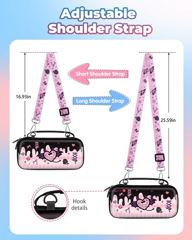 Alt view image 4 of 6 - for Nintendo Switch 2 Carrying Case - Skull Cute Kawaii Design with Handle and Strap for Switch 2 2025 Travel Cases Portable Storage Carry Protective Hard Shell for Women Girls Boys Teens