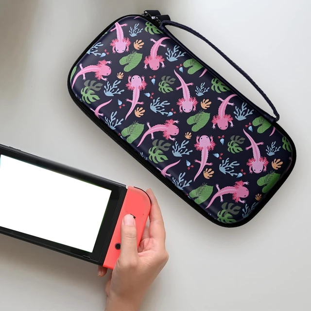 Alt view image 6 of 7 - Axolotl Carry Case Compatible With Nintendo Switch Lite And Switch Oled, Hard Portable Travel Storage Bag For Accessories Console