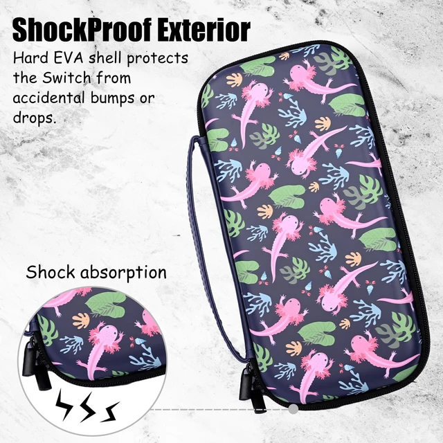 Alt view image 4 of 7 - Axolotl Carry Case Compatible With Nintendo Switch Lite And Switch Oled, Hard Portable Travel Storage Bag For Accessories Console