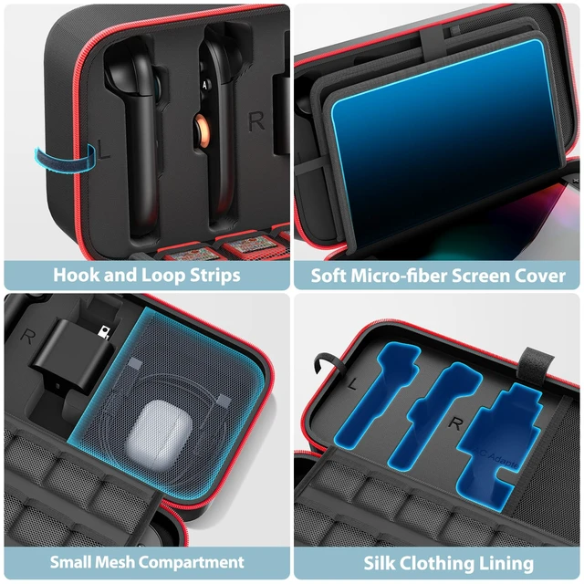 Alt view image 6 of 7 - Carrying Case for 2025 Nintendo Switch 2, Switch Travel Carry Case | Large Storage Holds Joycon 2 & AC Adapter, Hard Shell Protective Pouch Bag with 24 Games Slots for NS2 Console & Accessories