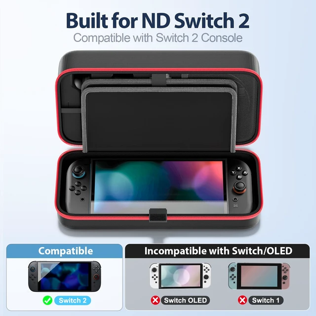 Alt view image 2 of 7 - Carrying Case for 2025 Nintendo Switch 2, Switch Travel Carry Case | Large Storage Holds Joycon 2 & AC Adapter, Hard Shell Protective Pouch Bag with 24 Games Slots for NS2 Console & Accessories