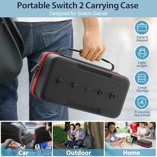Alt view image 7 of 7 - Carrying Case for 2025 Nintendo Switch 2, Switch Travel Carry Case | Large Storage Holds Joycon 2 & AC Adapter, Hard Shell Protective Pouch Bag with 24 Games Slots for NS2 Console & Accessories