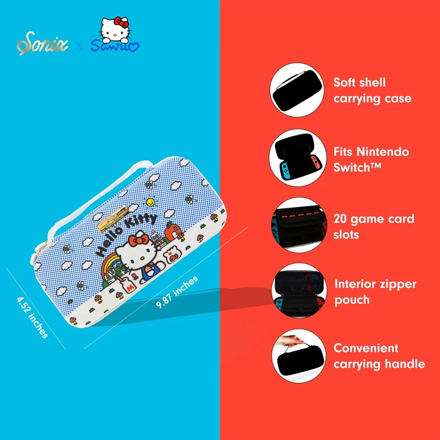 Alt view image 7 of 7 - Sanrio Carrying Case for Nintendo Switch 1, Protective Travel Case | Good Morning Hello Kitty
