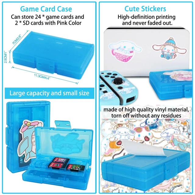 Alt view image 4 of 7 - Carrying Case for Switch OLED, Cute Portable Travel Bag in Newest Updated Design of Blue Interior with Soft Protective Case, Screen Protectors and Thumb Grip caps, Blue