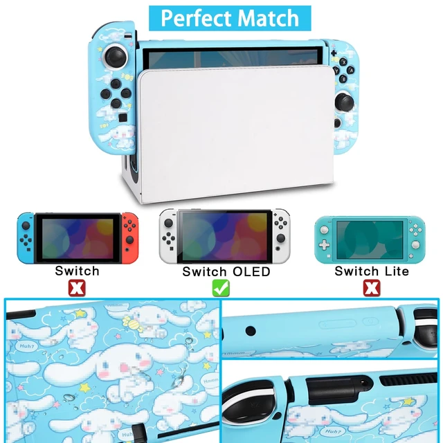 Alt view image 3 of 7 - Carrying Case for Switch OLED, Cute Portable Travel Bag in Newest Updated Design of Blue Interior with Soft Protective Case, Screen Protectors and Thumb Grip caps, Blue