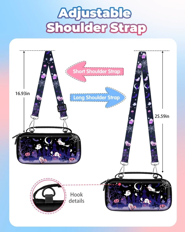 Alt view image 4 of 6 - for Nintendo Switch 2 Carrying Case for Teen Boys - Cute Cool Design for Switch 2 2025 Travel Cases with Handle and Strap Portable Storage Carry Hard Shell for Accessories, Purple Spooky