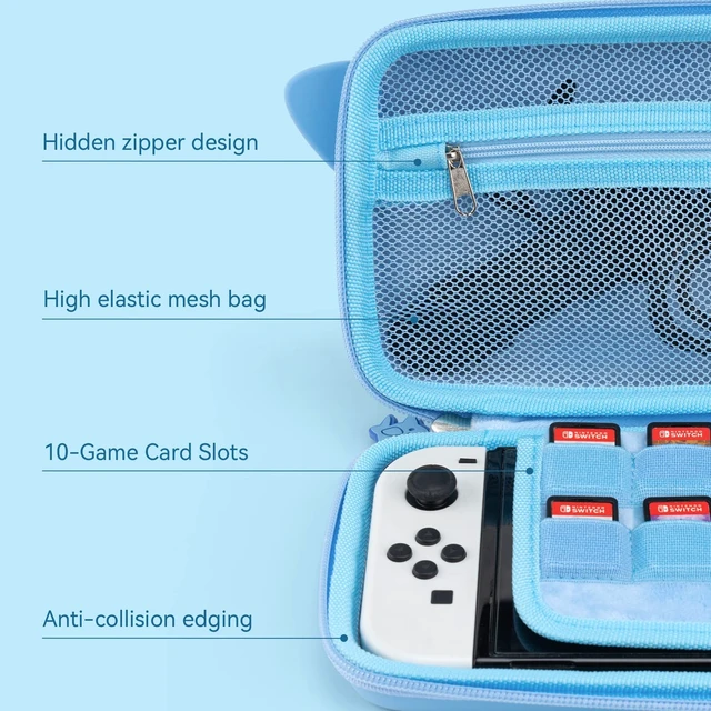 Alt view image 2 of 7 - Shark Carry Case Compatible with Switch/Switch OLED - Portable Hardshell Slim Travel Carrying Case fit Switch Console & Game Accessories -- Shark