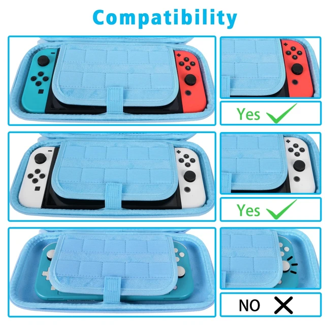 Alt view image 5 of 6 - Carrying Case for Nintendo Switch & OLED Mode, Cute Portable Travel Bag with 10 Game Card Slots Inner Storage Bag for Nintendo Switch Console Joy-Con & Accessories, Blue