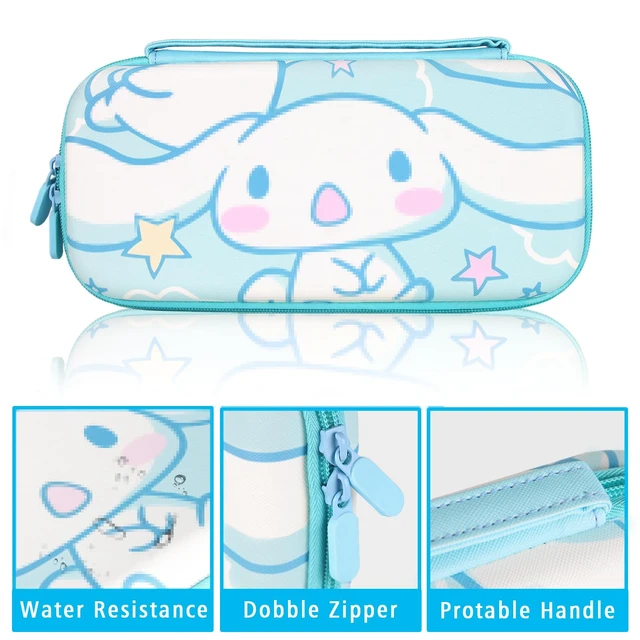 Alt view image 4 of 6 - Carrying Case for Nintendo Switch & OLED Mode, Cute Portable Travel Bag with 10 Game Card Slots Inner Storage Bag for Nintendo Switch Console Joy-Con & Accessories, Blue