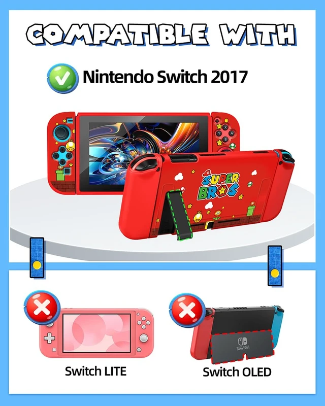 Alt view image 2 of 6 - 9in1 Carrying Case for Nintendo Switch Travel Carry Cases Bundle Cute Boys Protective Cover+Thumb Grips Button Caps+Game Card Holder+Dock Sticker Wrap Accessories Storage Bag for Switch 2017