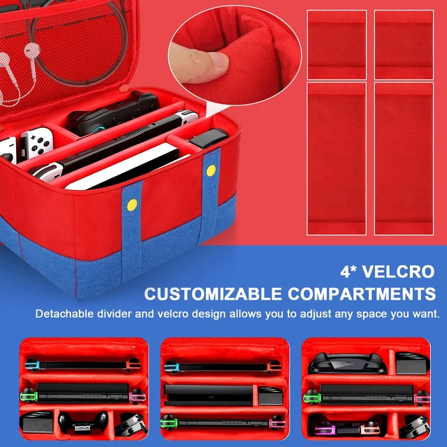 Alt view image 2 of 6 - Cute Switch Carry Case for Nintendo Switch/Lite/OLED, Portable Soft Shell Waterproof Protective Storage Travel Carrying Case Messenger Bag Oxford for NS SD Console Dock JoyCons Accessories