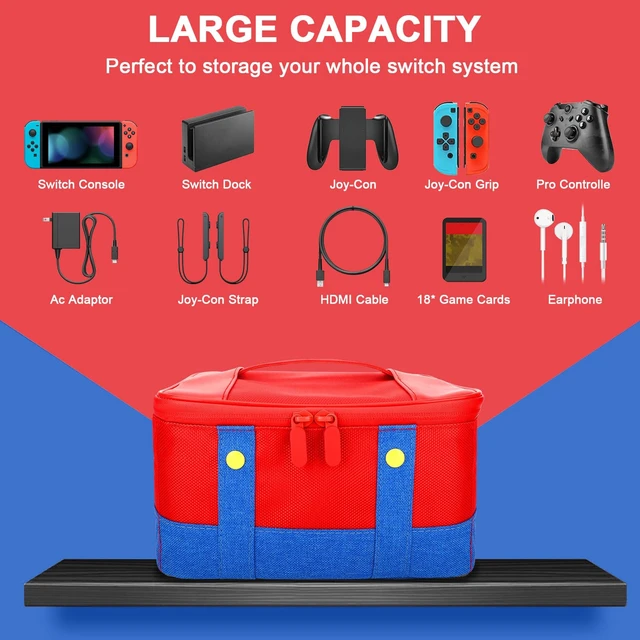 Alt view image 4 of 6 - Cute Switch Carry Case for Nintendo Switch/Lite/OLED, Portable Soft Shell Waterproof Protective Storage Travel Carrying Case Messenger Bag Oxford for NS SD Console Dock JoyCons Accessories
