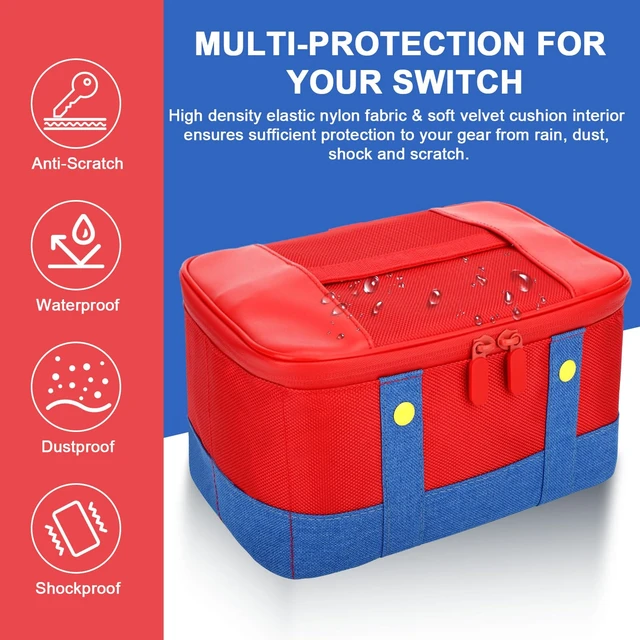 Alt view image 3 of 6 - Cute Switch Carry Case for Nintendo Switch/Lite/OLED, Portable Soft Shell Waterproof Protective Storage Travel Carrying Case Messenger Bag Oxford for NS SD Console Dock JoyCons Accessories