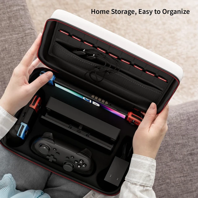 Alt view image 6 of 7 - COOWPS Switch Case for Nintendo Switch & OLED Model, Travel Storage Case | 18 Game Slots, Hard Shell Full Protection, Portable Travel-Friendly, Water-Resistant, for Dock & Pro Controller Accessories