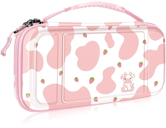 Main image of Carrying Case for Nintendo Switch / Switch OLED Model (2021) | Shockproof, Hard Shell Protective Cover, Portable Travel Storage Bag, 10 Game Card Slots & Inner Pocket, Strawberry Cow