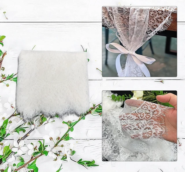 Alt view image 2 of 7 - 3 Pcs White Lace Table Runner 14 x 120 Inch Embroidered Boho Table Runner for Wedding Party Bridal Shower Decorations Vintage Rustic Table Runners