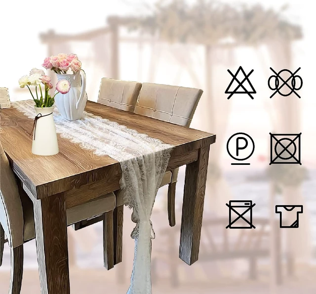 Alt view image 3 of 7 - 3 Pcs White Lace Table Runner 14 x 120 Inch Embroidered Boho Table Runner for Wedding Party Bridal Shower Decorations Vintage Rustic Table Runners