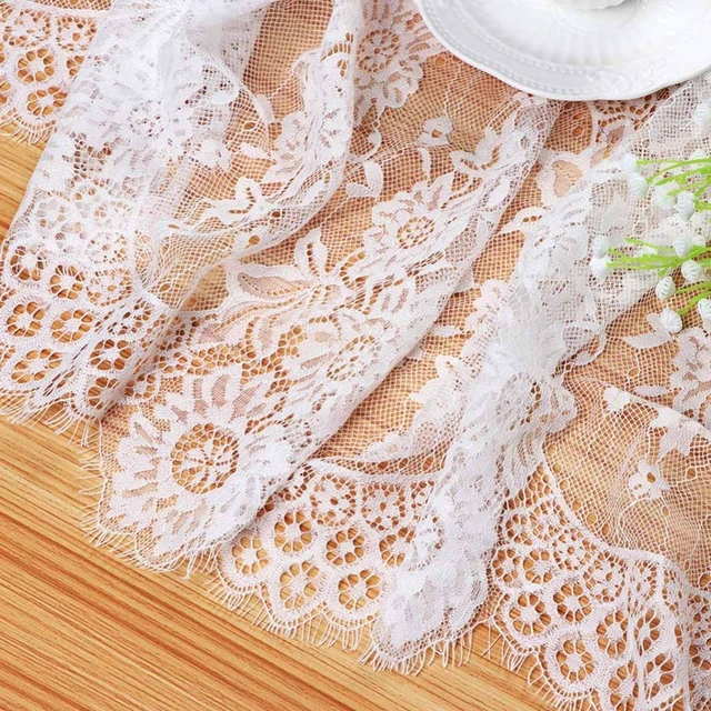 Alt view image 5 of 7 - Lace Tablecloth White Wedding Tablecloths 60x120 Inch Vintage | Rustic Farmhouse Table Fabric for Romantic Wedding Table Decorations