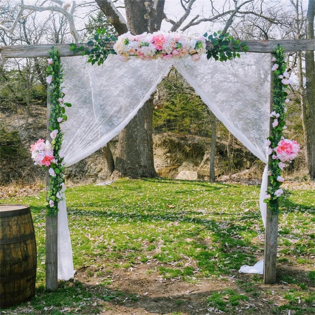 Alt view image 4 of 7 - White Lace Tablecloth 60 × 120 Inch for Rustic Boho Wedding Bridal Shower Party Decoration, Classy Rectangle Overlay Long Vintage Embroidered Reception Table Cloth Decor