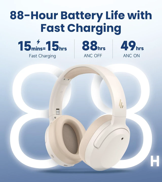 Alt view image 5 of 7 - W820NB Plus Gen 2 Over-Ear Noise Cancelling Headphone, Ivory 49 dB ANC, LDAC Hi-Res Audio, Bluetooth 6.1 & Multipoint, 40mm Titanium Driver, 88H Playtime, Spatial Sound, AI Clear Calls