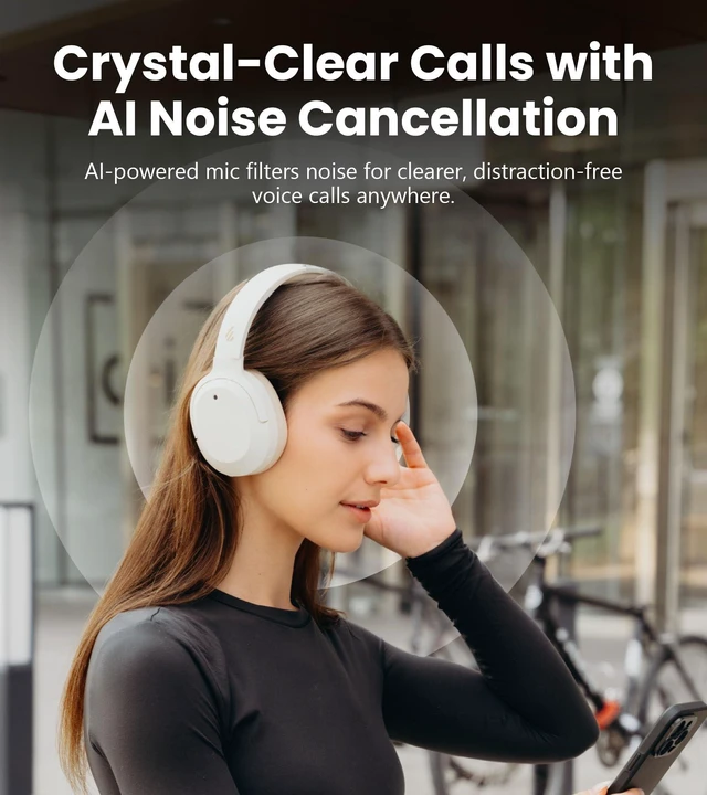 Alt view image 6 of 7 - W820NB Plus Gen 2 Over-Ear Noise Cancelling Headphone, Ivory 49 dB ANC, LDAC Hi-Res Audio, Bluetooth 6.1 & Multipoint, 40mm Titanium Driver, 88H Playtime, Spatial Sound, AI Clear Calls