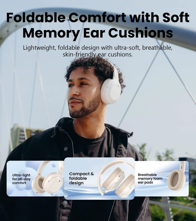 Alt view image 7 of 7 - W820NB Plus Gen 2 Over-Ear Noise Cancelling Headphone, Ivory 49 dB ANC, LDAC Hi-Res Audio, Bluetooth 6.1 & Multipoint, 40mm Titanium Driver, 88H Playtime, Spatial Sound, AI Clear Calls