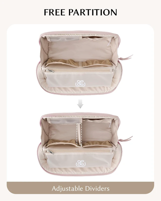 Alt view image 6 of 7 - Standing Makeup Bag - Waterproof Cosmetic Bag & Toiletry Bag Organizer with Phone Holder, Detachable Dividers, Wipe-Clean Brush Pouch for Women